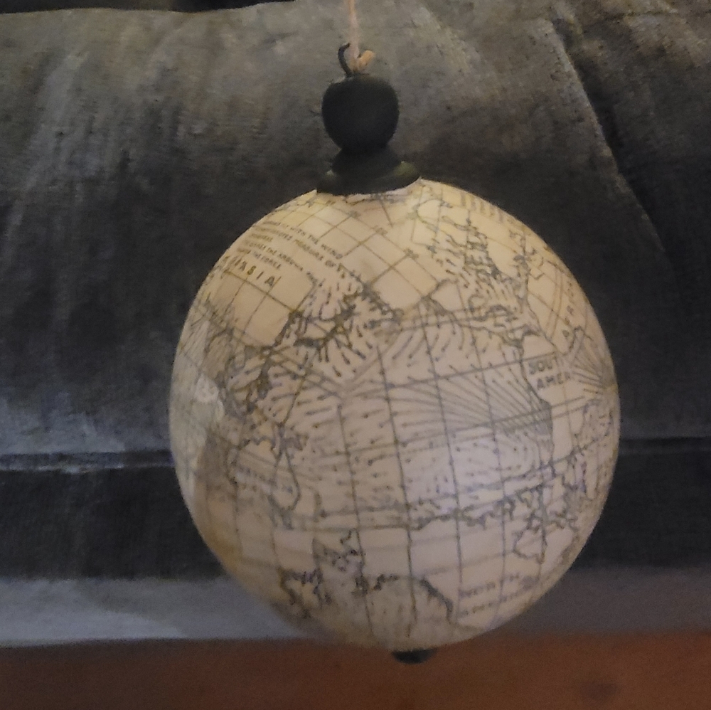 Globe hanging decoration. Light weight. 7.5"x5.25"